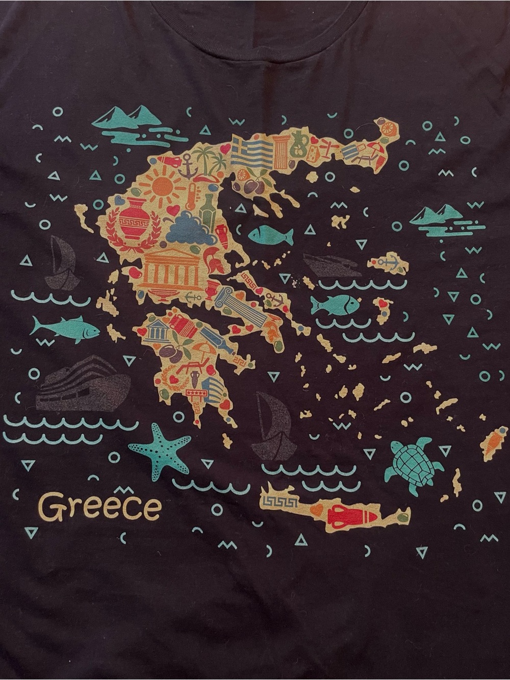 Greece Graphic Tee - Multi-color Screen Print